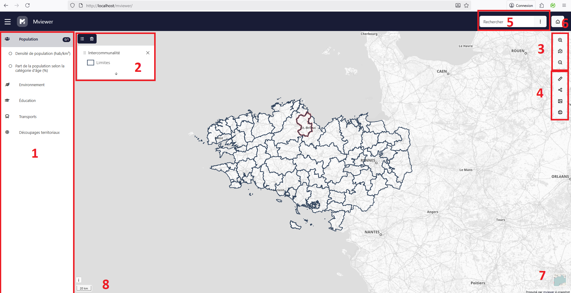 Interface utilisateur mviewer