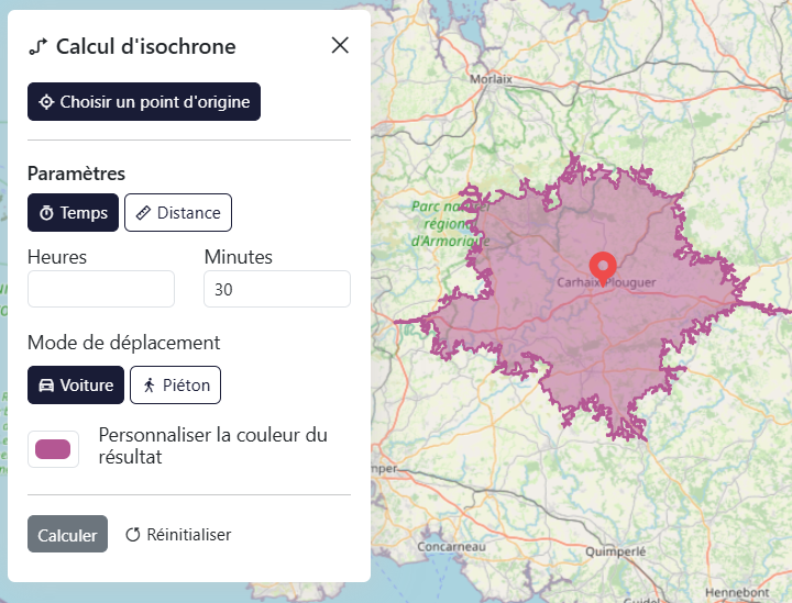 Calcul isochrone