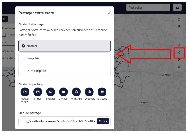 Outils de partage de la carte